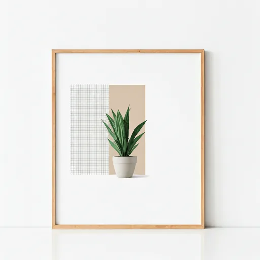 Angolo dell'appartamento con pianta e quadro astratto – design d'interni La Sosta Pisa